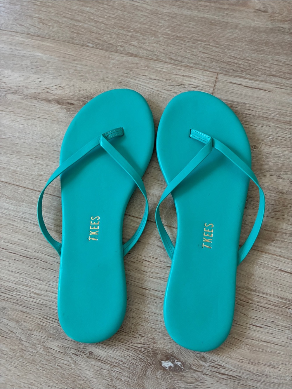 TKEES Women's Teal Slim-Strap Flip Flop Sandals
